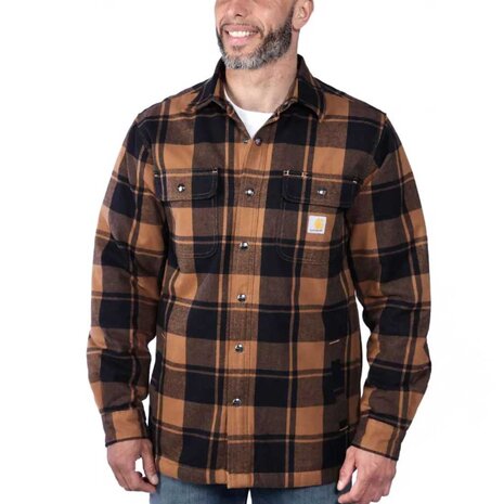 Carhartt Relaxed Fit Flannel Bruin Sherpa Jack Heren Carhartt Relaxed Fit Flannel Bruin Sherpa Jack Heren