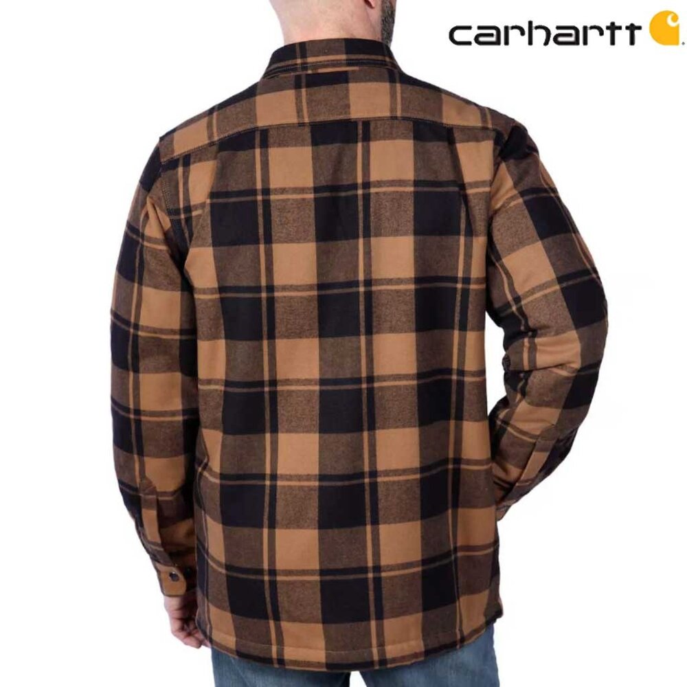 Carhartt Relaxed Fit Flannel Bruin Sherpa Jack Heren Carhartt Relaxed Fit Flannel Bruin Sherpa Jack Heren