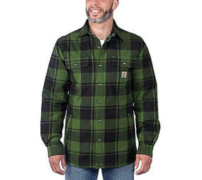 Carhartt Relaxed Fit Flannel Chive Sherpa Jack Heren Carhartt Relaxed Fit Flannel Chive Sherpa Jack Heren