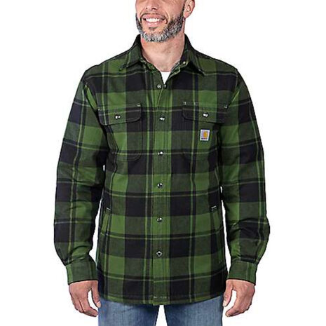 Carhartt Relaxed Fit Flannel Chive Sherpa Jack Heren Carhartt Relaxed Fit Flannel Chive Sherpa Jack Heren