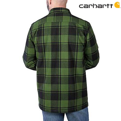 Carhartt Relaxed Fit Flannel Chive Sherpa Jack Heren Carhartt Relaxed Fit Flannel Chive Sherpa Jack Heren