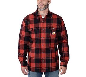 Carhartt Relaxed Fit Flannel Red Ochre Sherpa Jack Heren Carhartt Relaxed Fit Flannel Red Ochre Sherpa Jack Heren