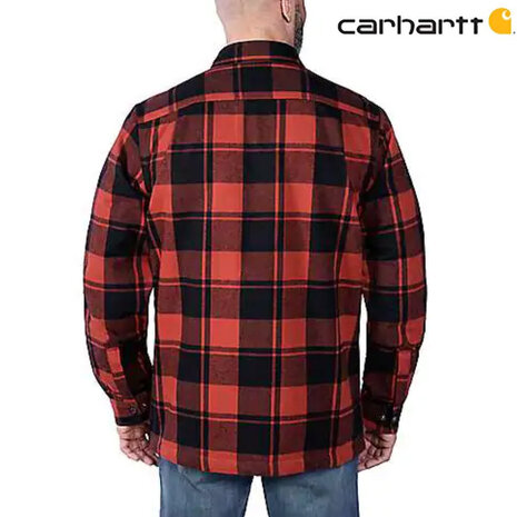 Carhartt Relaxed Fit Flannel Red Ochre Sherpa Jack Heren Carhartt Relaxed Fit Flannel Red Ochre Sherpa Jack Heren