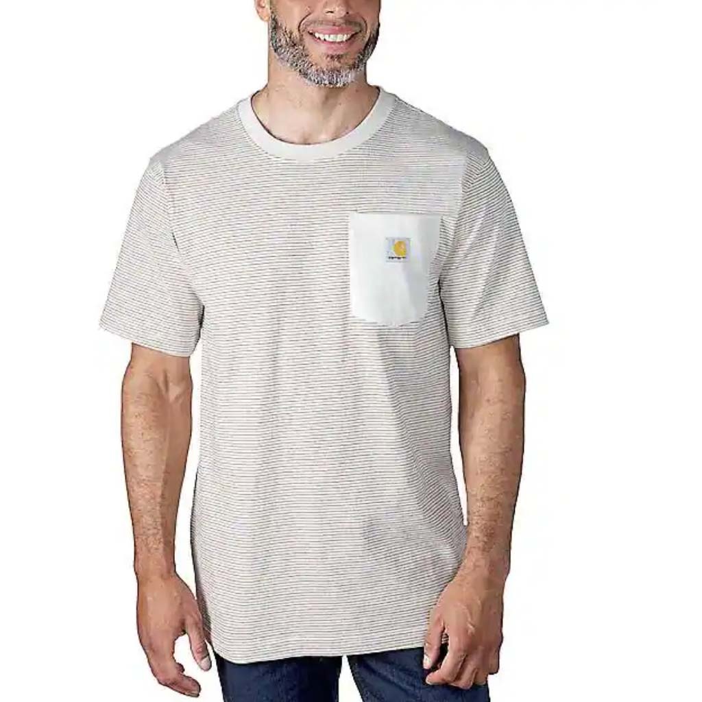 Relaxed SS Pocket Stripe Malt/Apple Butter T-Shirt Heren
