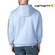 Carhartt Sleeve Logo Fog Blue Hooded Sweatshirt Heren Carhartt Sleeve Logo Fog Blue Hooded Sweatshirt Heren