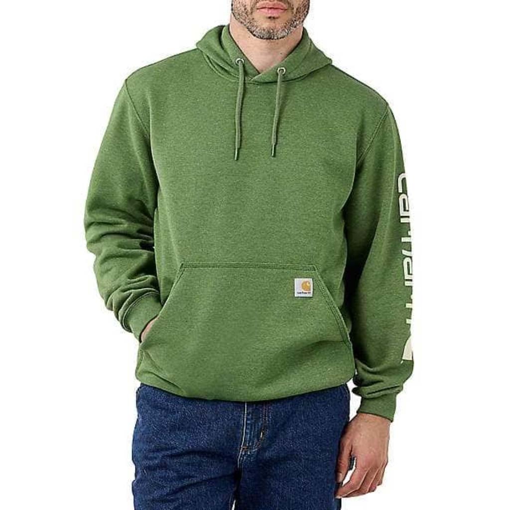 Carhartt Sleeve Logo Hooded Sweatshirt Arborvitae Heather-2XL