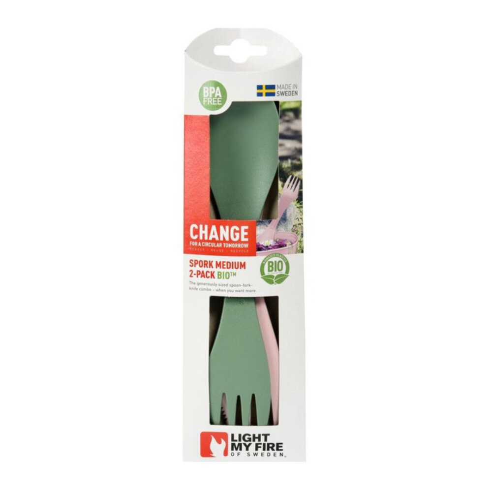 Spork Medium 2-Pack Sandy Green/Dusty Pink
