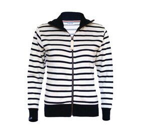 Breton Stripe Classic Cardigan Natural Navy Maritiem Vest Dames Breton Stripe Classic Cardigan Natural Navy Maritiem Vest Dames