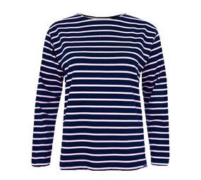 Breton Stripe Classic Navy Pink Maritiem Shirt Dames Breton Stripe Classic Navy Pink Maritiem Shirt Dames