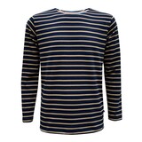Breton Stripe Classic Navy Khaki Maritiem Shirt Heren Breton Stripe Classic Navy Khaki Maritiem Shirt Heren