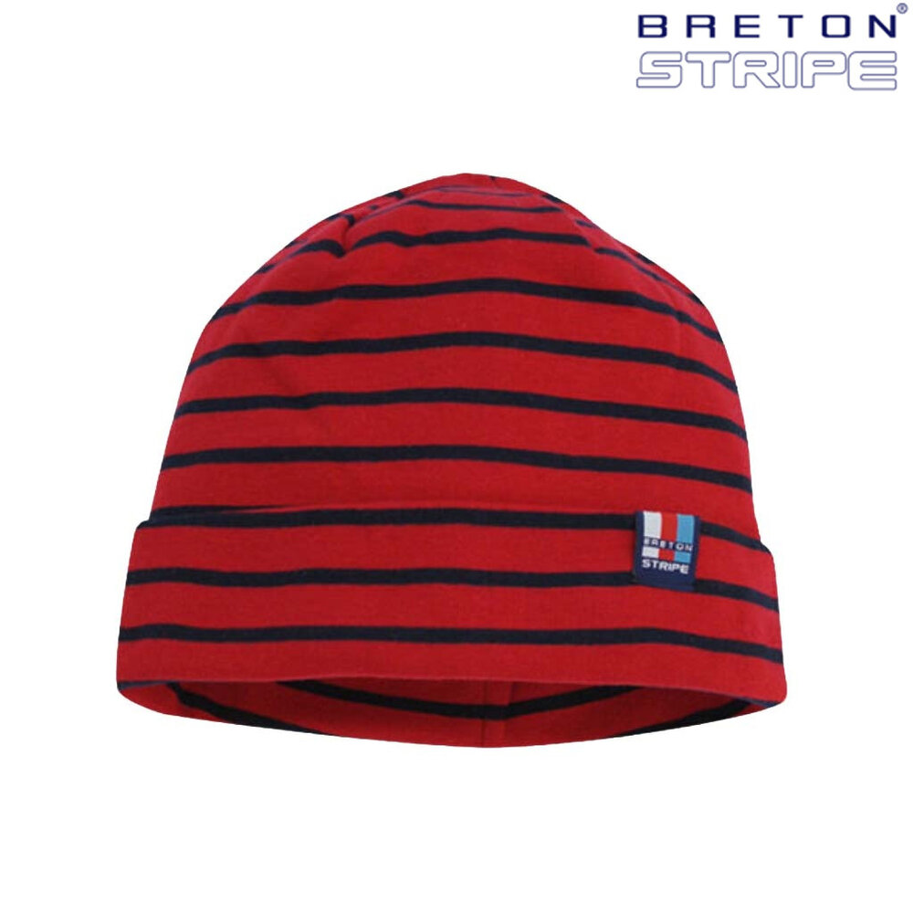Breton Stripe Classic Bonnet Bordeaux Navy Katoenen Muts Breton Stripe Classic Bonnet Bordeaux Navy Katoenen Muts