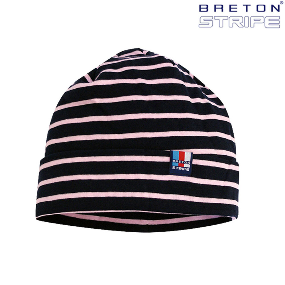 Breton Stripe Classic Bonnet Navy Pink Katoenen Muts Breton Stripe Classic Bonnet Navy Pink Katoenen Muts