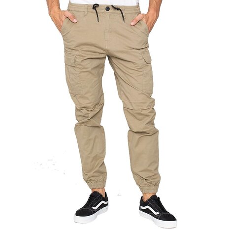 Vintage Industries Vince Jogger Dark Khaki Cargobroek Heren