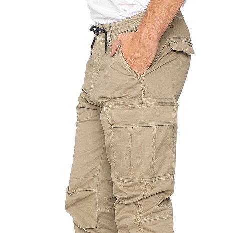 Vintage Industries Vince Jogger Dark Khaki Cargobroek Heren