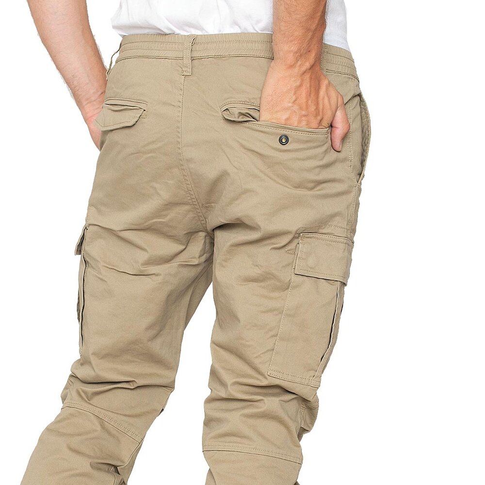 Vintage Industries Vince Jogger Dark Khaki Cargobroek Heren