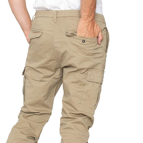 Vintage Industries Vince Jogger Dark Khaki Cargobroek Heren