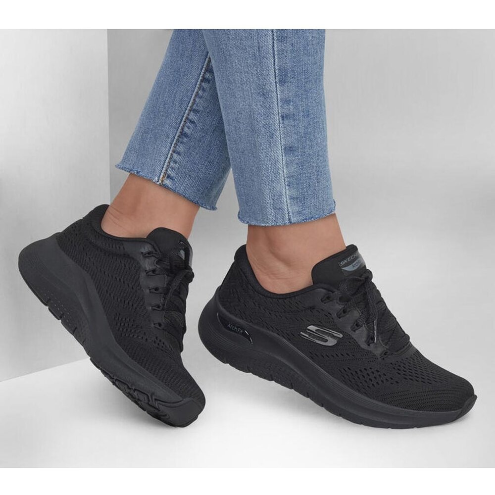Skechers Arch Fit 2.0 Big League Zwart Wandelsneakers Dames Skechers Arch Fit 2.0 Big League Zwart Wandelsneakers Dames