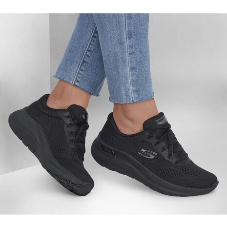 Skechers Arch Fit 2.0 Big League Zwart Wandelsneakers Dames Skechers Arch Fit 2.0 Big League Zwart Wandelsneakers Dames