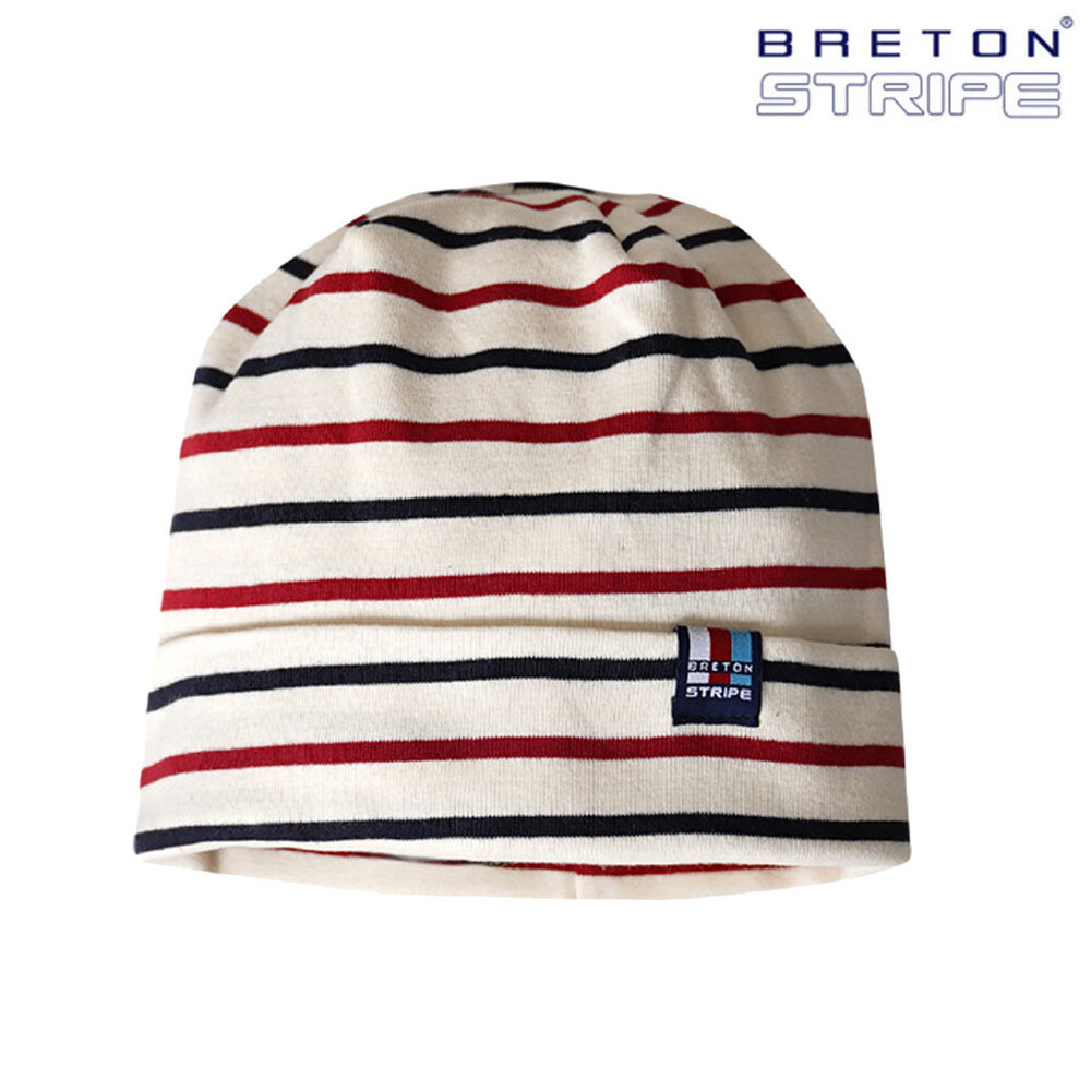 Breton Stripe Classic Bonnet Multi Natural Navy Bordeaux Katoenen Muts Breton Stripe Classic Bonnet Multi Natural Navy Bordeaux Katoenen Muts