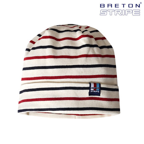 Breton Stripe Classic Bonnet Multi Natural Navy Bordeaux Katoenen Muts Breton Stripe Classic Bonnet Multi Natural Navy Bordeaux Katoenen Muts