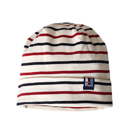 Breton Stripe Classic Bonnet Multi Natural Navy Bordeaux Katoenen Muts Breton Stripe Classic Bonnet Multi Natural Navy Bordeaux Katoenen Muts