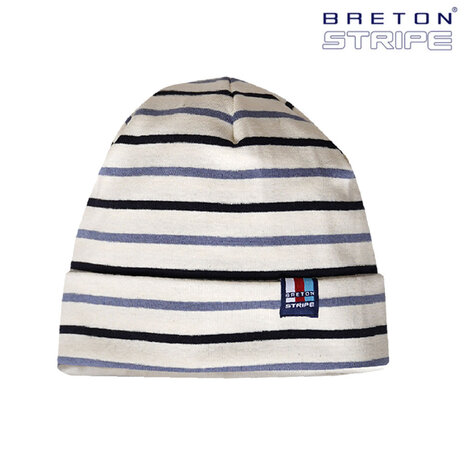 Breton Stripe Classic Bonnet Multi Natural Navy Jeans Katoenen Muts