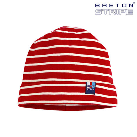 Breton Stripe Classic Bonnet Bordeaux Natural Katoenen Muts Breton Stripe Classic Bonnet Bordeaux Natural Katoenen Muts