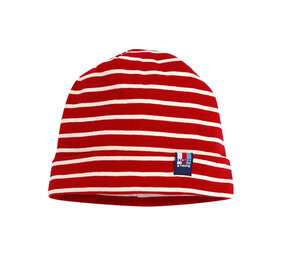 Breton Stripe Classic Bonnet Bordeaux Natural Katoenen Muts Breton Stripe Classic Bonnet Bordeaux Natural Katoenen Muts