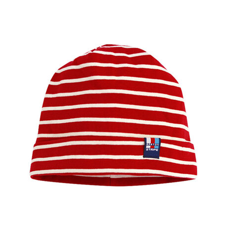 Breton Stripe Classic Bonnet Bordeaux Natural Katoenen Muts Breton Stripe Classic Bonnet Bordeaux Natural Katoenen Muts