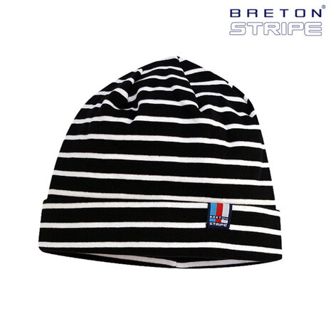 Breton Stripe Classic Bonnet Black White Katoenen Muts Breton Stripe Classic Bonnet Black White Katoenen Muts