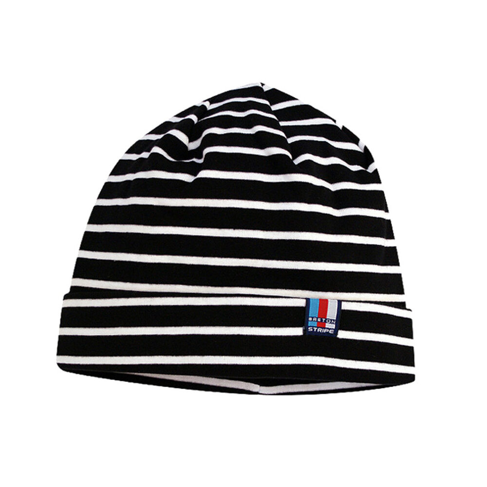 Breton Stripe Classic Bonnet Black White Katoenen Muts Breton Stripe Classic Bonnet Black White Katoenen Muts
