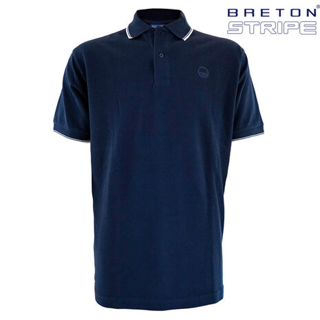 Breton Stripe Polo Piqué Navy Maritiem Shirt Heren Breton Stripe Polo Piqué Navy Maritiem Shirt Heren