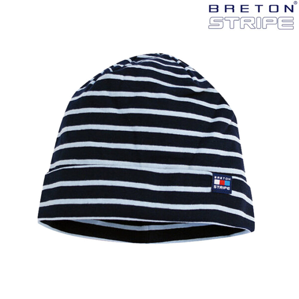 Breton Stripe Classic Bonnet Navy Sky Blue Katoenen Muts Breton Stripe Classic Bonnet Navy Sky Blue Katoenen Muts