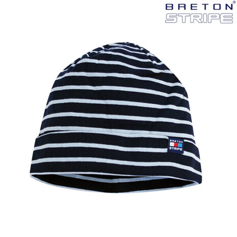 Breton Stripe Classic Bonnet Navy Sky Blue Katoenen Muts Breton Stripe Classic Bonnet Navy Sky Blue Katoenen Muts
