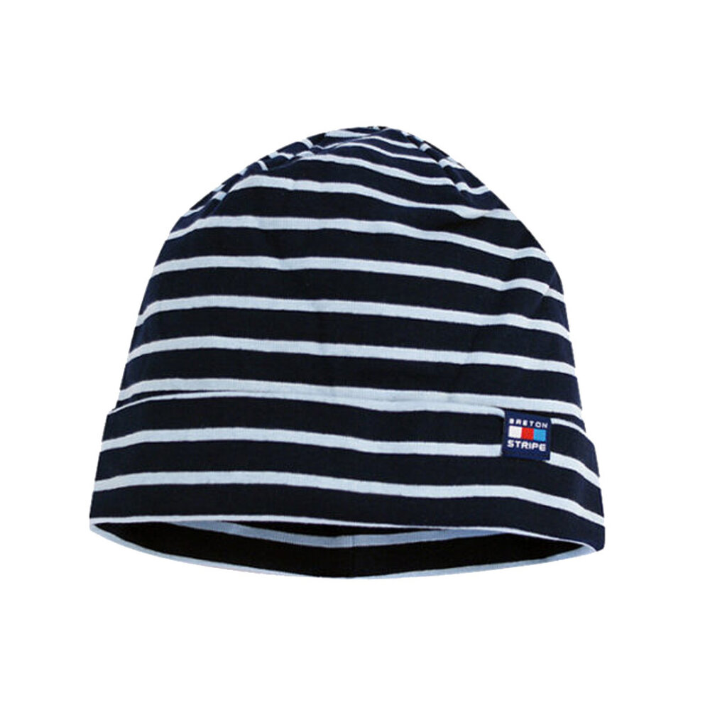 Breton Stripe Classic Bonnet Navy Sky Blue Katoenen Muts Breton Stripe Classic Bonnet Navy Sky Blue Katoenen Muts