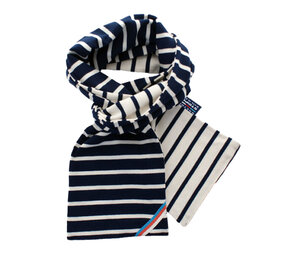 Breton Stripe Classic Maritiem Tweekleurig Navy Natural Katoenen Sjaal Breton Stripe Classic Maritiem Tweekleurig Navy Natural Katoenen Sjaal