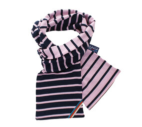 Breton Stripe Classic Maritiem Tweekleurig Navy Pink Katoenen Sjaal Breton Stripe Classic Maritiem Tweekleurig Navy Pink Katoenen Sjaal