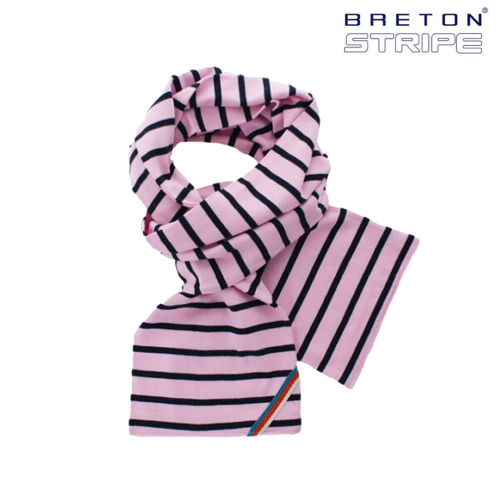 Breton Stripe Classic Maritiem Pink Navy Katoenen Sjaal Breton Stripe Classic Maritiem Pink Navy Katoenen Sjaal