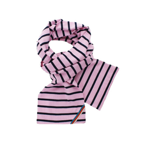 Breton Stripe Classic Maritiem Pink Navy Katoenen Sjaal Breton Stripe Classic Maritiem Pink Navy Katoenen Sjaal