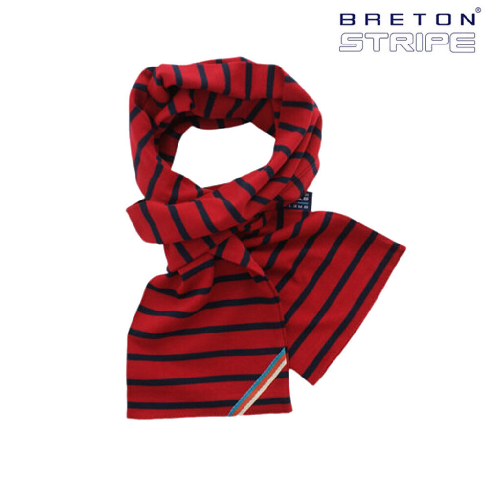 Breton Stripe Classic Maritiem Bordeaux Navy Katoenen Sjaal