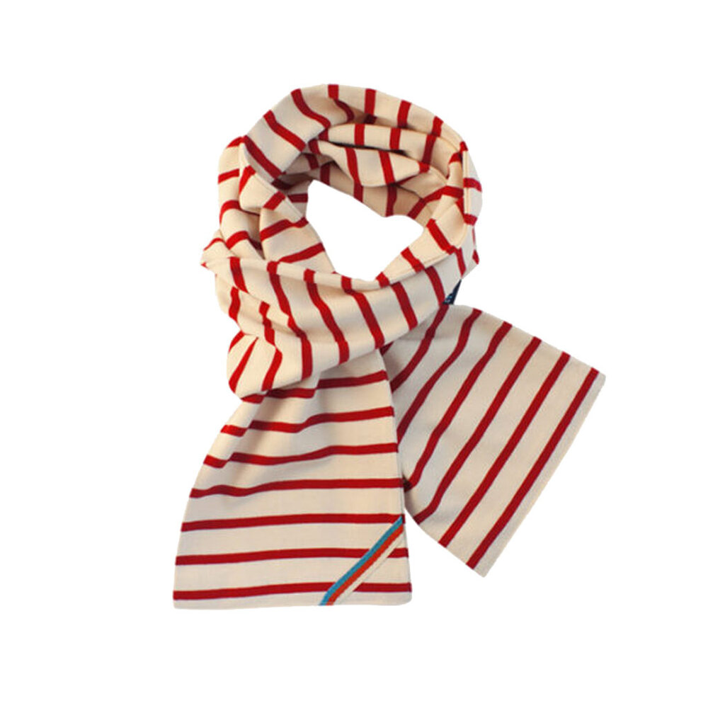 Breton Stripe Classic Maritiem Natural Bordeaux Katoenen Sjaal Breton Stripe Classic Maritiem Natural Bordeaux Katoenen Sjaal