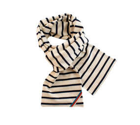 Breton Stripe Classic Maritiem Natural Navy Katoenen Sjaal Breton Stripe Classic Maritiem Natural Navy Katoenen Sjaal