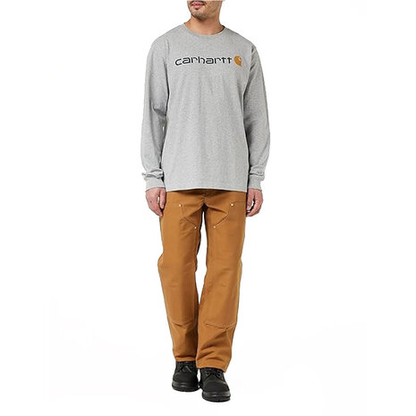 Carhartt Heavyweight Longsleeve Logo Graphic Heather Grey Shirt Heren Carhartt Heavyweight Longsleeve Logo Graphic Heather Grey Shirt Heren