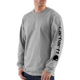 Carhartt Heavyweight Logo Sleeve Graphic Heather Grey Shirt Heren Carhartt Heavyweight Logo Sleeve Graphic Heather Grey Shirt Heren