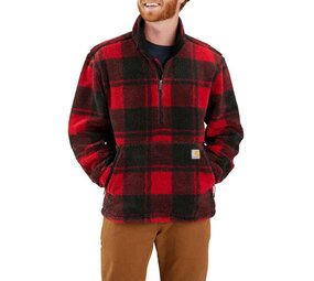Carhartt Loose Fit Fleece Crabapple Black Plaid Pullover Heren Carhartt Loose Fit Fleece Crabapple Black Plaid Pullover Heren