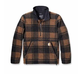 Carhartt Loose Fit Fleece Brown Black Plaid Pullover Heren Carhartt Loose Fit Fleece Brown Black Plaid Pullover Heren