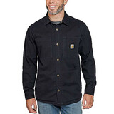 Carhartt RF Canvas Fleece Snap-Front Black Shirtjack Heren Carhartt RF Canvas Fleece Snap-Front Black Shirtjack Heren