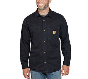 Carhartt RF Canvas Fleece Snap-Front Black Shirtjack Heren Carhartt RF Canvas Fleece Snap-Front Black Shirtjack Heren
