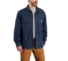 Carhartt Denim Fleece Snap-Front Glacier Shirtjack Heren Carhartt Denim Fleece Snap-Front Glacier Shirtjack Heren