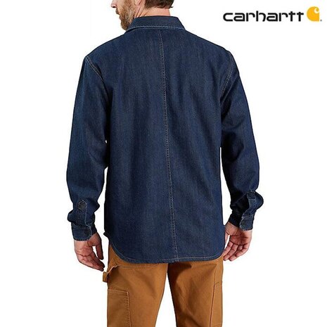 Carhartt Denim Fleece Snap-Front Glacier Shirtjack Heren Carhartt Denim Fleece Snap-Front Glacier Shirtjack Heren